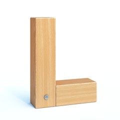 Wood font, 3d alphabet made of wooden parts, 3d rendering, letter L