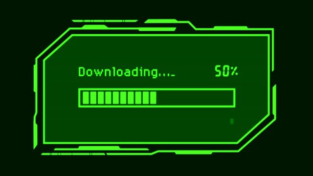HUD Download Process Animation on Black Background