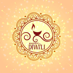 decorative diya design for happy diwali festival