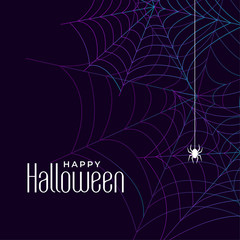 happy halloween cobweb background design with spider