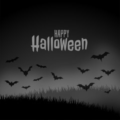 happy halloween night scary scene with flying bats