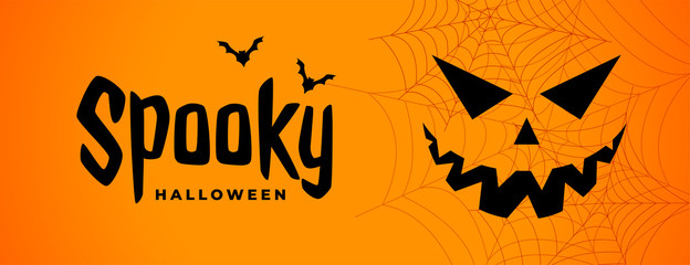 spooky halloween scary banner with ghost face