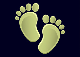 Baby feet icon flat element isolated on dark background. Element for your design.