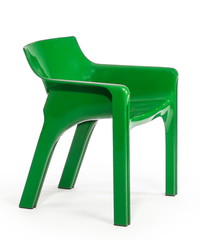 green plastic arm chair