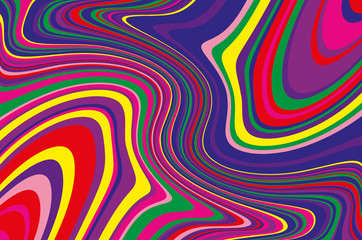 Bright dynamic background with twisted wavy lines of all colors of rainbow Vector illustration