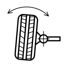 Wheel alignment line icon. Car suspension angles adjustment. Axle control symbol. Adjustable stroke width. - 295500688