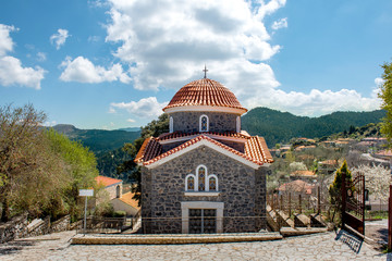 Fototapeta na wymiar church in mountain village, Baltessiniko in Arcadia, Peloponnese, Greece