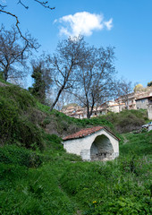 view of mountain village, Baltessiniko in Arcadia, Peloponnese, Greece