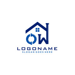 Fototapeta premium OW Initial for Plumbing Service logo icon vector