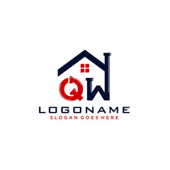 QW Initial for Plumbing Service logo icon vector