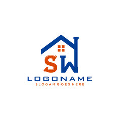 SW Initial for Plumbing Service logo icon vector