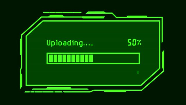 HUD Upload Process Animation on Black Background