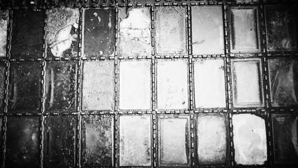 Black and white vintage glass drain cover