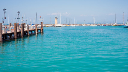 desenzano del garda Italy, amazing view of the dock of the famous lake of Garda in Italy