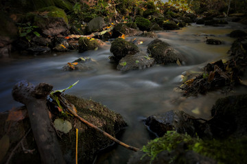 Flowing water in the river