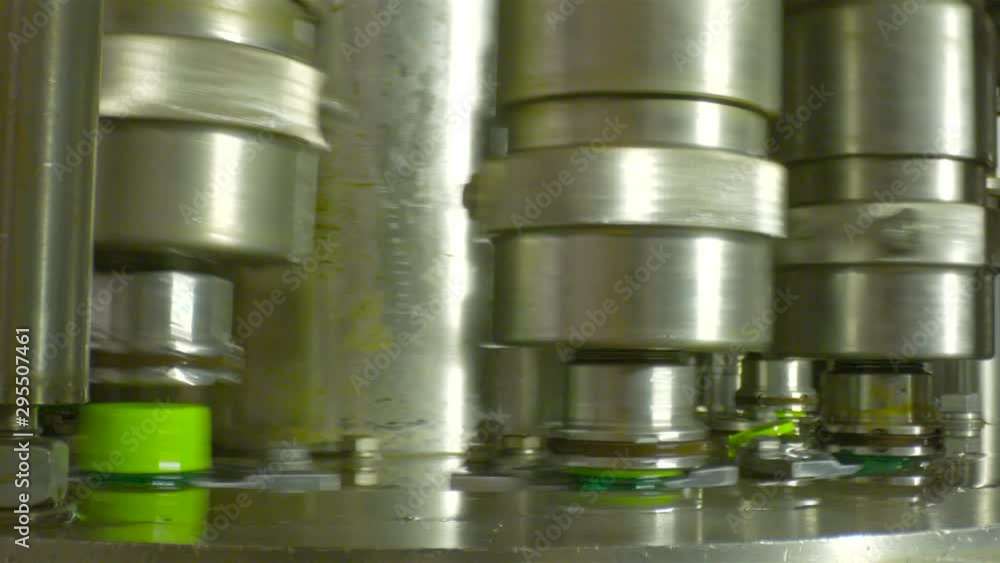 Poster plastic bottles factory working inline production, automated