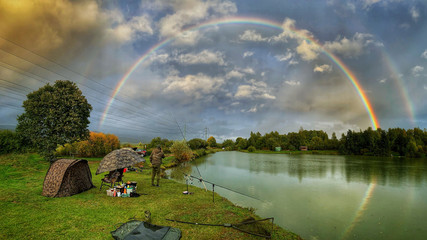 Rainbow over landscape