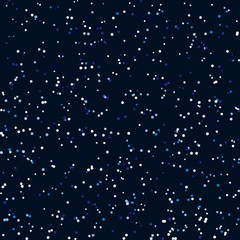 Seamless dark blue pattern with sapphire color round particles. Space stars background. Night shining starry sky.