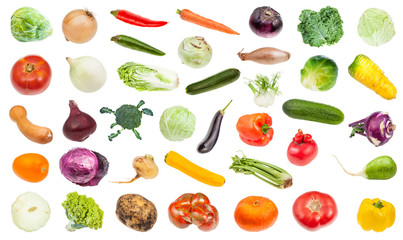 ensemble de divers légumes mûrs frais isolés