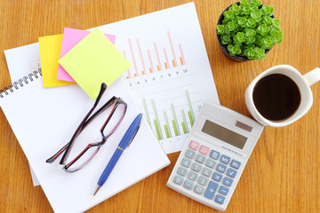 graph paper and note book in business concept