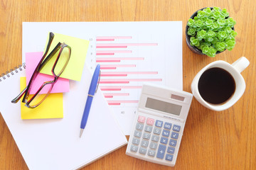 graph paper and note book in business concept