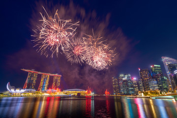 Singapore - August 3: Traveller go to see the fireworks on National day preview at Marina Bay, Singapore on August 3, 2019. - 295511074