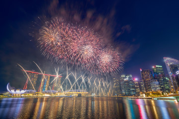 Singapore - August 3: Traveller go to see the fireworks on National day preview at Marina Bay, Singapore on August 3, 2019. - 295511082