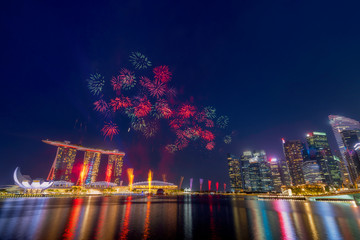 Singapore - August 3: Traveller go to see the fireworks on National day preview at Marina Bay, Singapore on August 3, 2019. - 295511287
