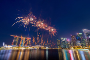 Singapore - August 3: Traveller go to see the fireworks on National day preview at Marina Bay, Singapore on August 3, 2019. - 295511298