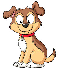 Niedlicher sitzender Hund - Vektor-Illustration