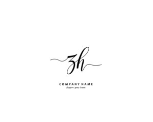 ZH Initial handwriting logo vector