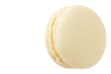 Tender beige macaroons isolated on white background.