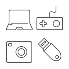 Home electronics and gadgets thin line vector icon set. EPS 10
