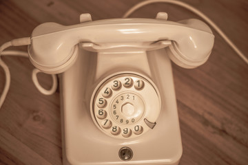 Vintage telephone with rotary dialer