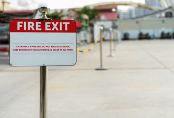 fire exit sign in the park photo