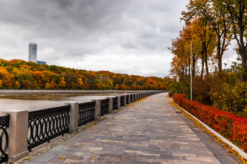 Autumn on the banks of the Moscow River. Russia.