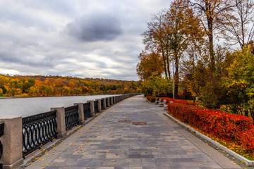 Autumn on the banks of the Moscow River. Russia.