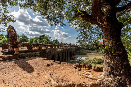 Old bridge of Kampong Kdei was the old Royal road from Siem Reap to Phnom Penh, Cambodia