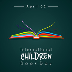 International Chidren's Book Day with open color book cartoon vector design