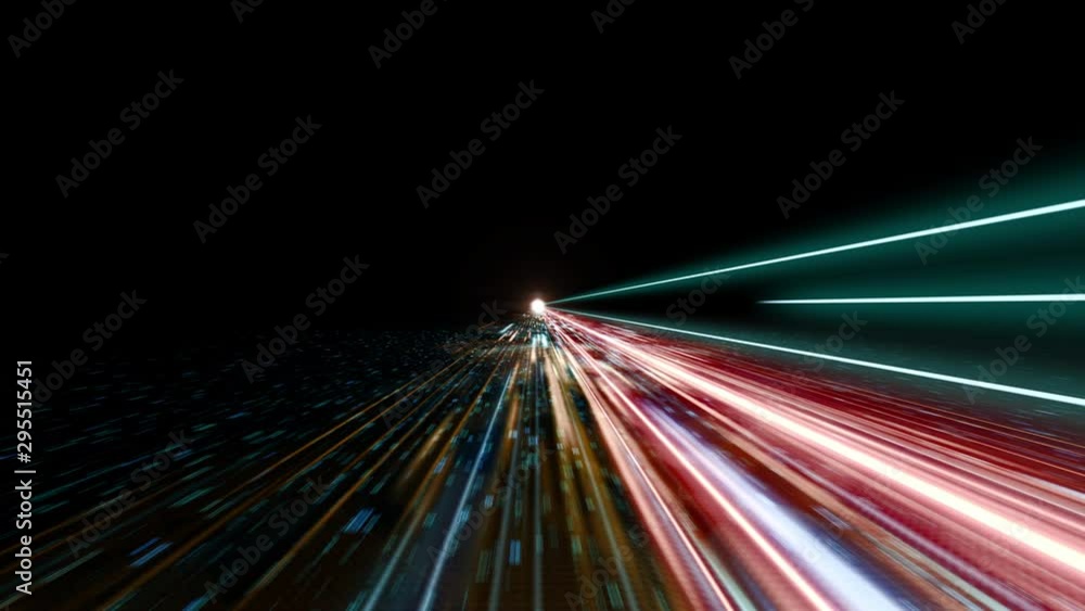 Poster Transfer and storage of data sets/Abstract background with animation moving of lines for fiber optic network. Data transmission channel. Motion of digital data flow. Transferring of big data