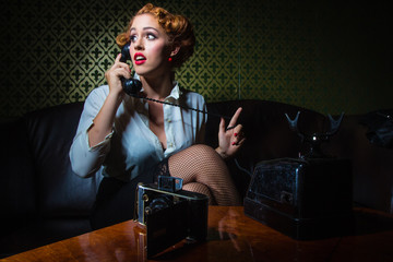 1950s Vintage Pulp Magazine Shot - Woman Picks Up The Phone