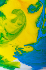 Color background ,watercolor liquid in dynamic flow  and unique shapes of line . Colorful tone with pattern.For  artistic design