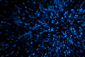 Flowing and glowing particles with dark background, 3d rendering