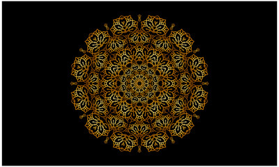 Gold vector mandala on black background
