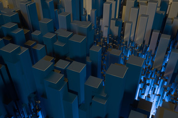 Obraz premium technical scene made up of repetitive columns, 3d rendering