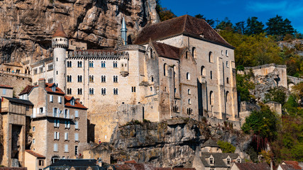 Rocamadour in the Lot department of southwest France. Its Sanctuary of the Blessed Virgin Mary, has for centuries attracted pilgrims from many countries.