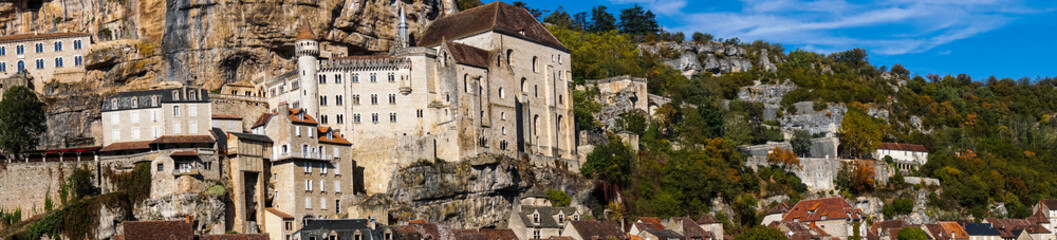 Rocamadour in the Lot department of southwest France. Its Sanctuary of the Blessed Virgin Mary, has for centuries attracted pilgrims from many countries.