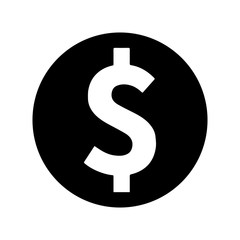Dollar sign icon in a black circle