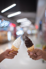 Chocolate Vanilla Ice Cream And has a bokeh on the back