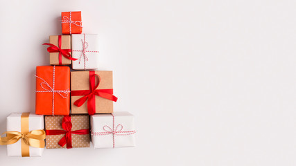 Creative New Year composition of colorful present boxes